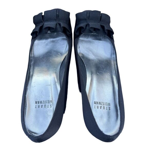 Stuart Weitzman GIGIRITZ Black Size 8 Ruffle 3.5" Heel Cocktail Pumps - Picture 4 of 11